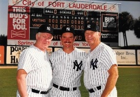 Dan with Yankees legends at Fort Lauderdale Fantasy Baseball Camp, 1989