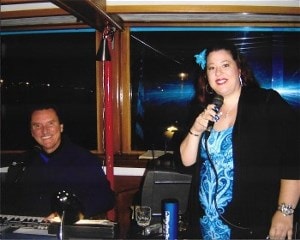 Rocking the boat performing a fundraiser on John Wayne's Wild Goose yacht in Newport Beach, California.